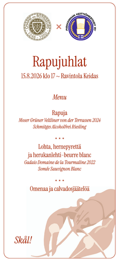 Kuva​Menu: Rapuja Lohta, hernepyrettä ja herukanlehti beurre blanc -kastike Omenaa ja calvadosjäätelöä